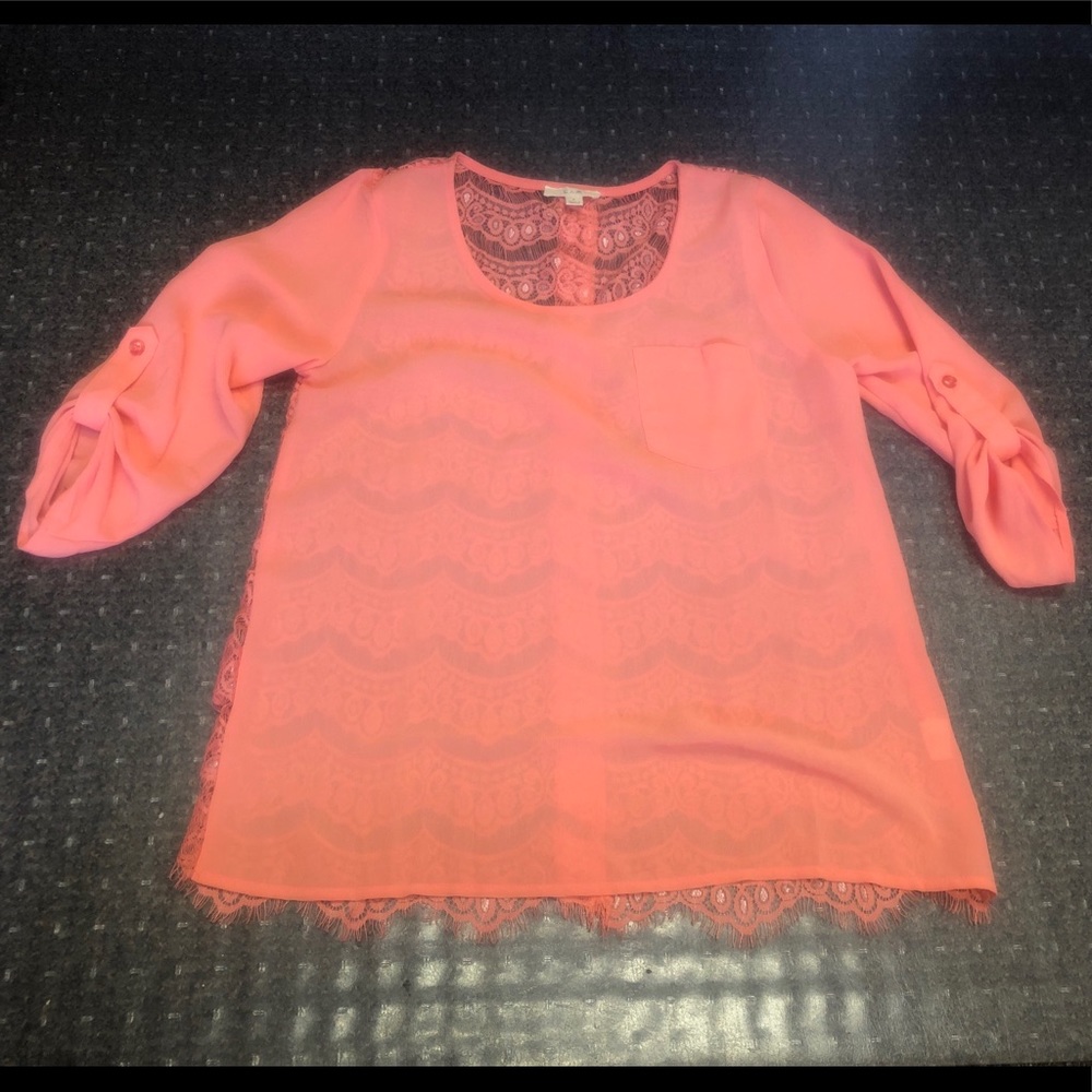 E M Lace Blouse Size Small